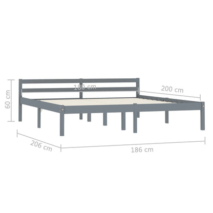 Bed Frame | Grey | Solid Pine Wood, Plywood | Super King |  Durable