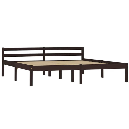 Bed Frame without Mattress Dark Brown Solid Pine Wood 160x200 cm
