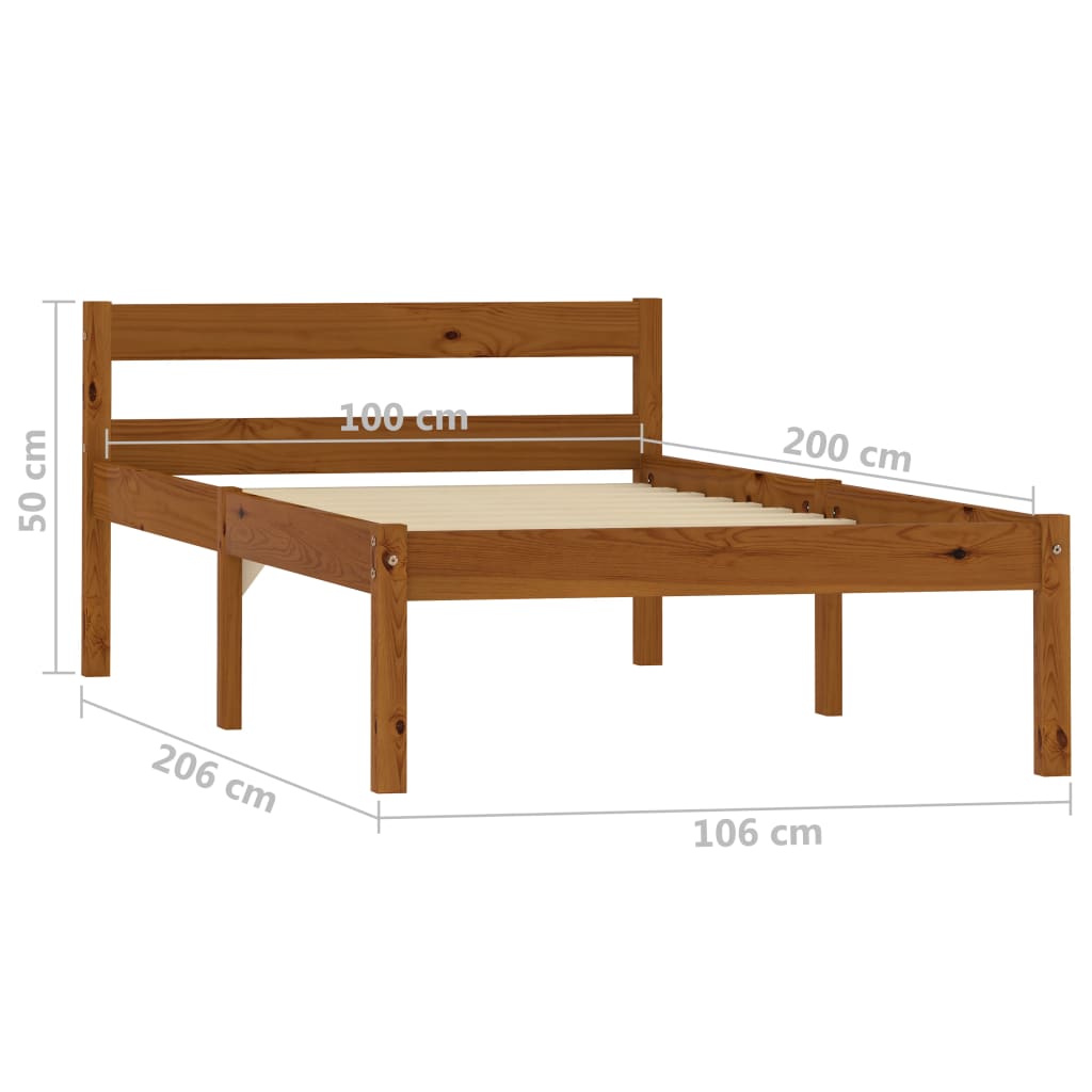Bed Frame | Honey Brown | Solid pine wood, Plywood | Single | Durable