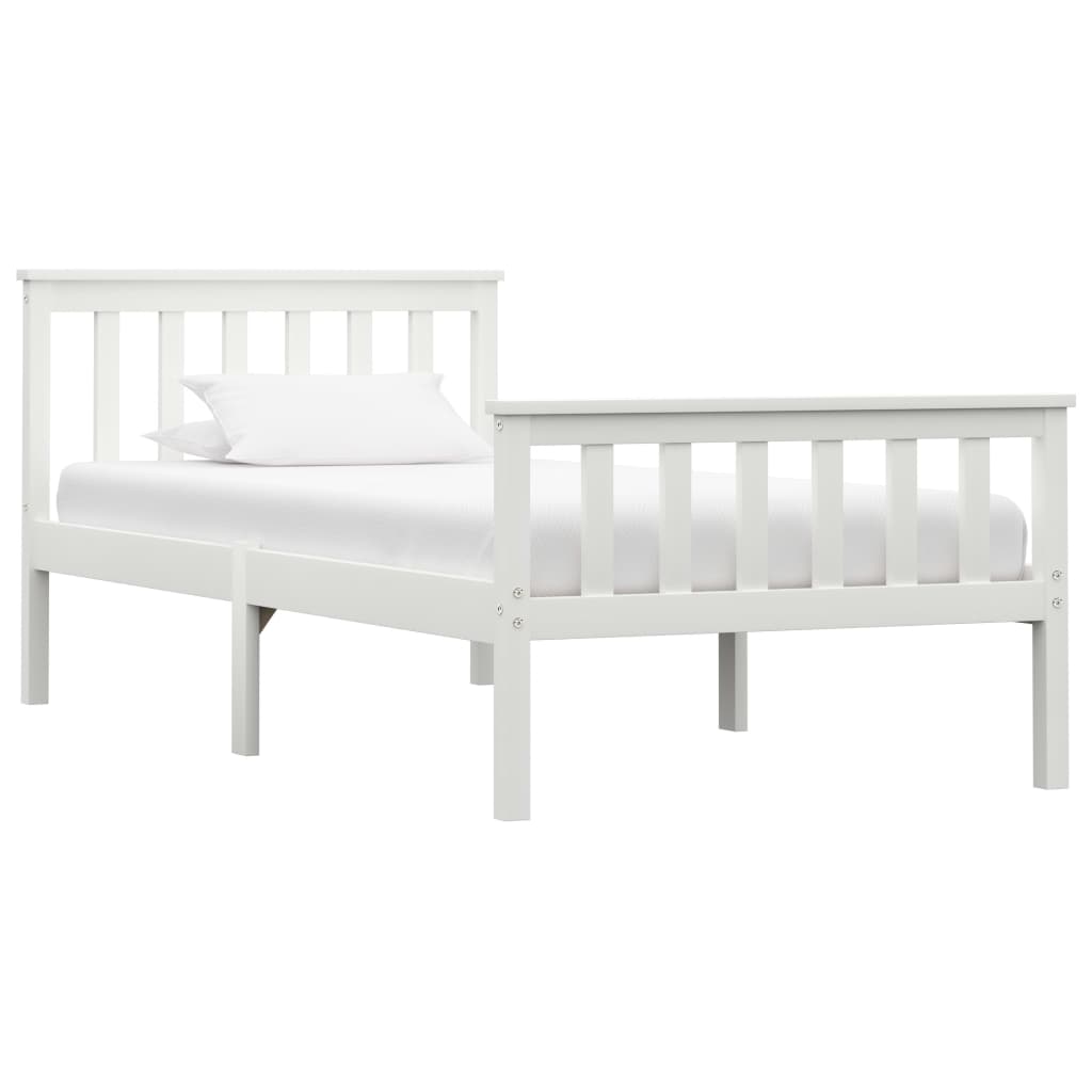 Bed Frame | White | Solid Pine Wood, Plywood | Single | Durable