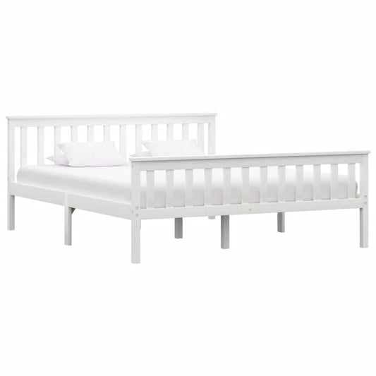 Bed Frame without Mattress White Solid Pinewood 160x200 cm
