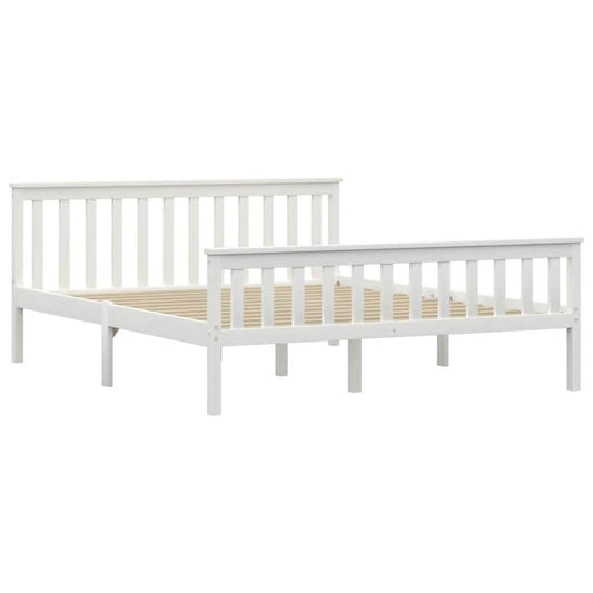 Bed Frame without Mattress White Solid Pinewood 160x200 cm