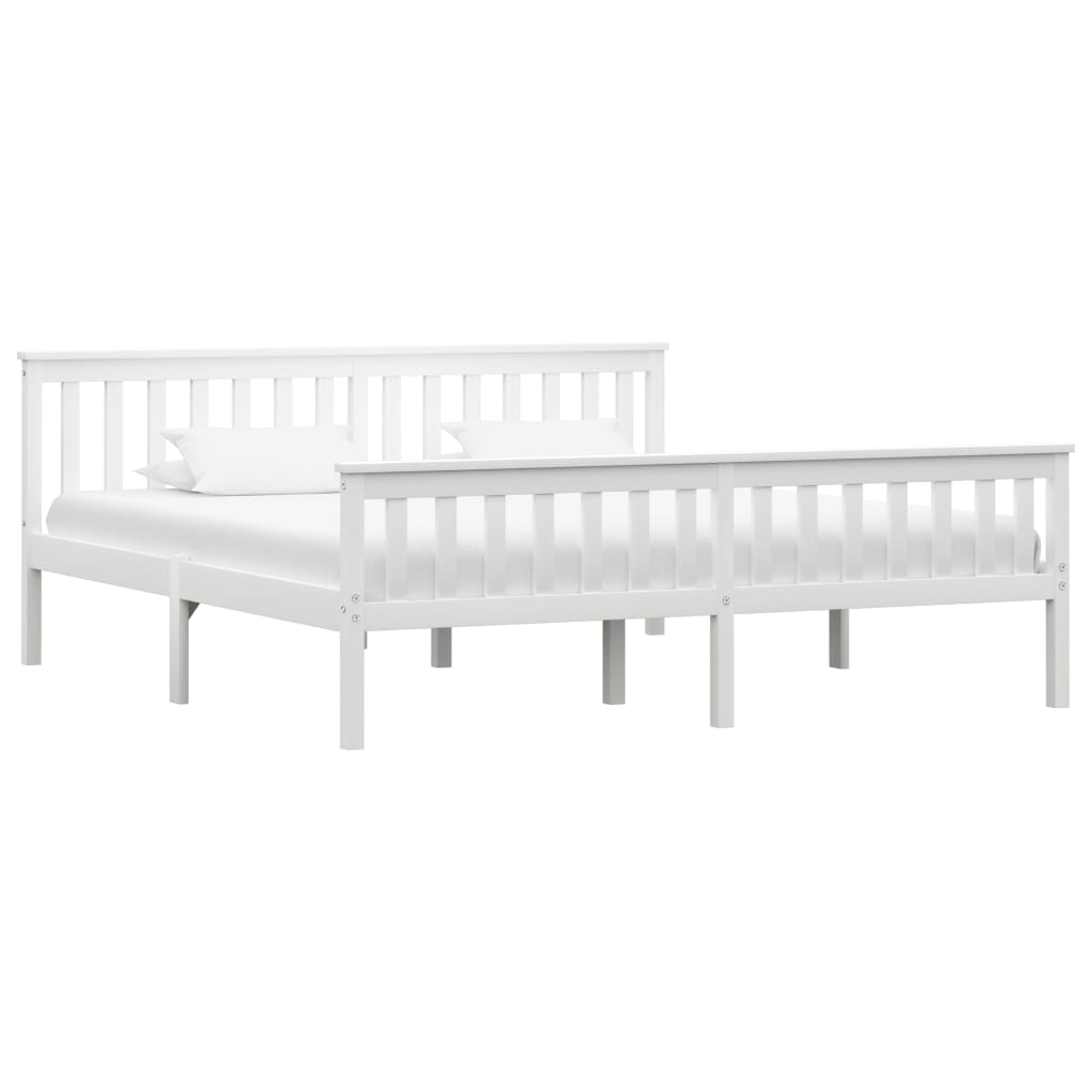 Bed Frame | White | Solid pinewood frame, plywood slats | Super King
