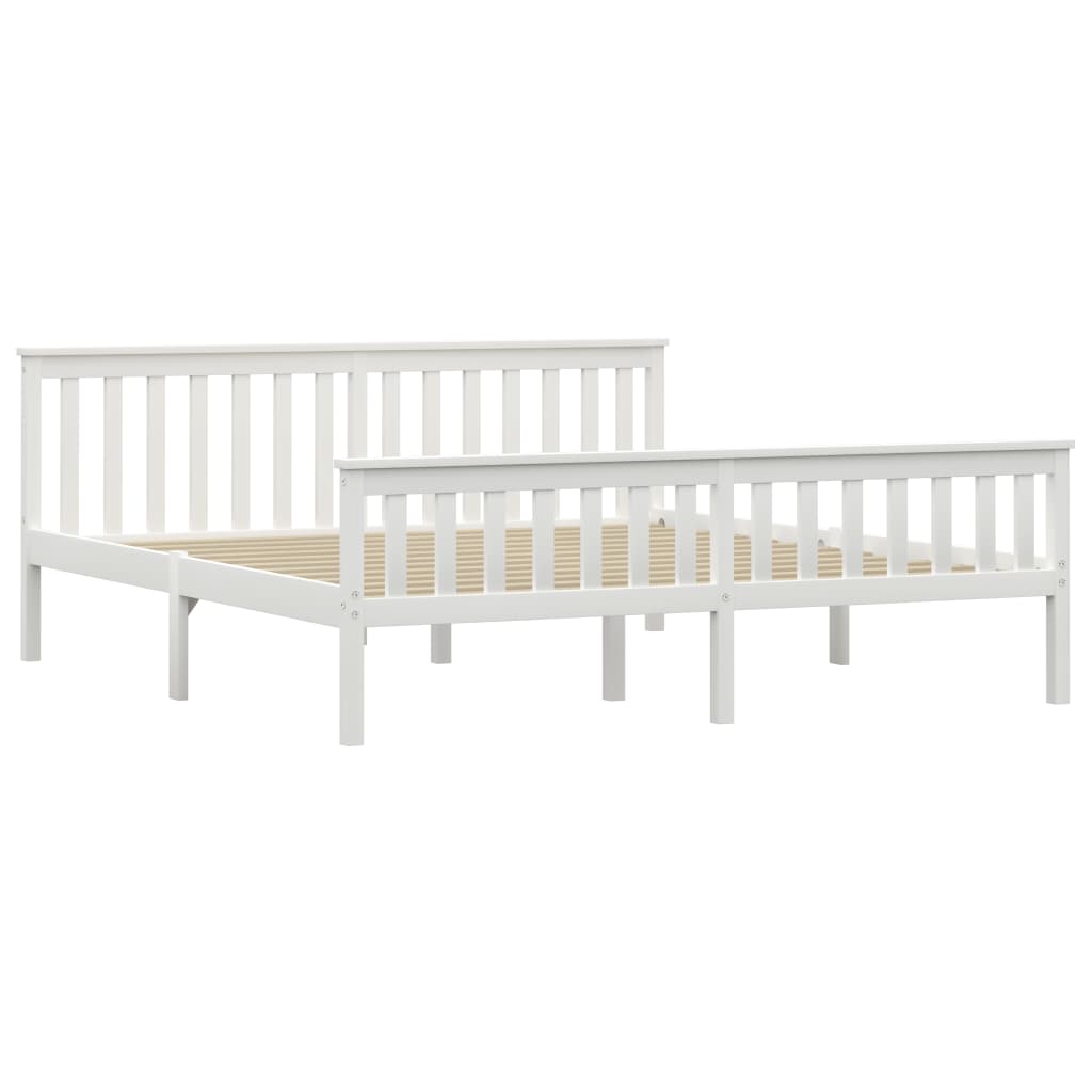 Bed Frame | White | Solid pinewood frame, plywood slats | Super King