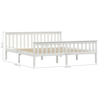 Bed Frame | White | Solid pinewood frame, plywood slats | Super King
