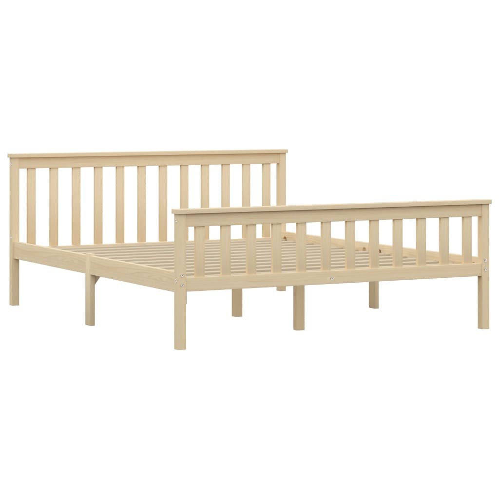 Bed Frame | Natural Light Wood | Solid Pinewood, Plywood Slats