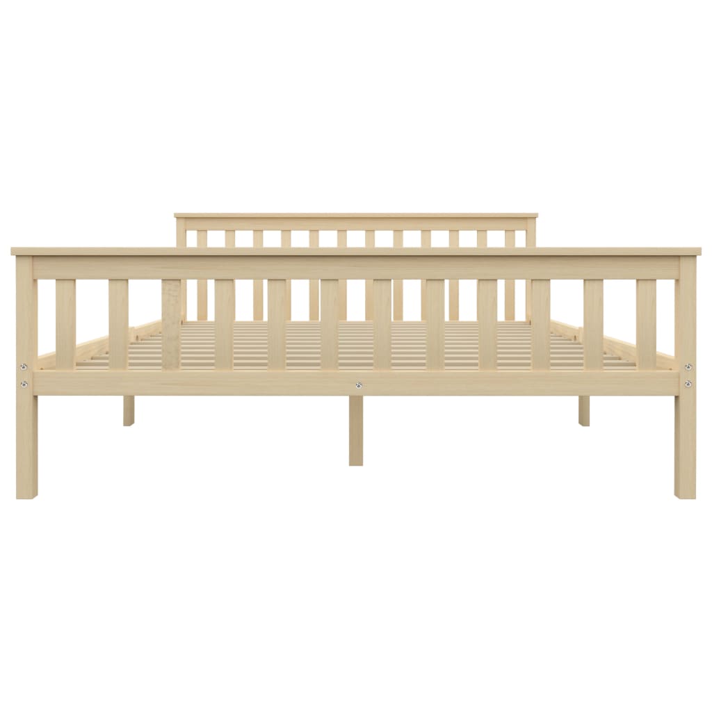 Bed Frame | Natural Light Wood | Solid Pinewood, Plywood Slats