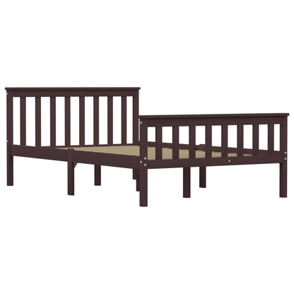 Bed Frame | Dark brown | Solid Pinewood, Plywood | Double | Durable
