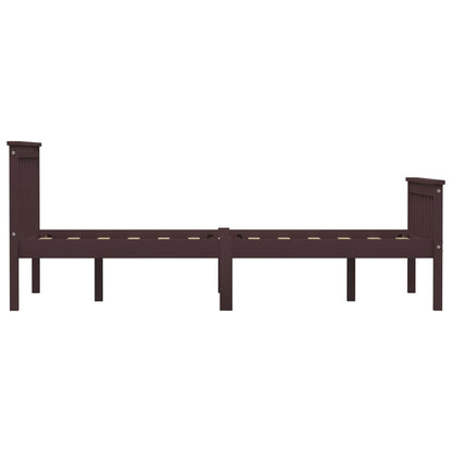Bed Frame | Dark brown | Solid Pinewood, Plywood | Double | Durable
