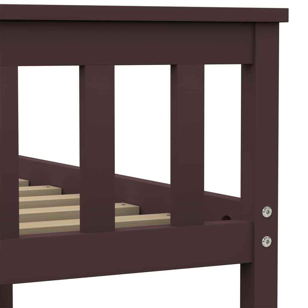 Bed Frame | Dark brown | Solid Pinewood, Plywood | Double | Durable