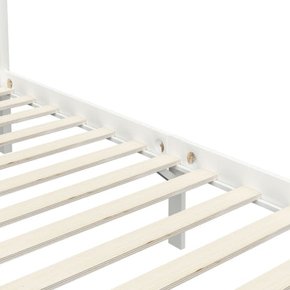 Canopy Bed Frame without Mattress White Solid Wood 100x200 cm