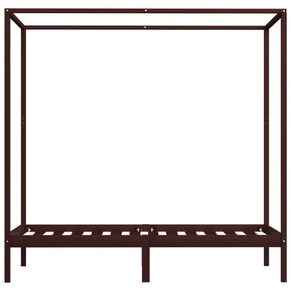 Bed Frame | Dark Brown | Solid Pine Wood and Plywood Slats | 90 x 200 cm