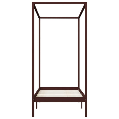 Bed Frame | Dark Brown | Solid Pine Wood and Plywood Slats | 90 x 200 cm