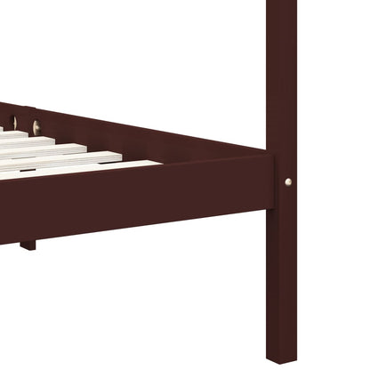 Bed Frame | Dark Brown | Solid Pine Wood and Plywood Slats | 90 x 200 cm
