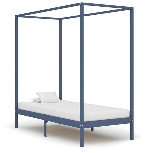 Bed Frame | Grey | Solid pine wood, plywood slats | Single | Sturdy