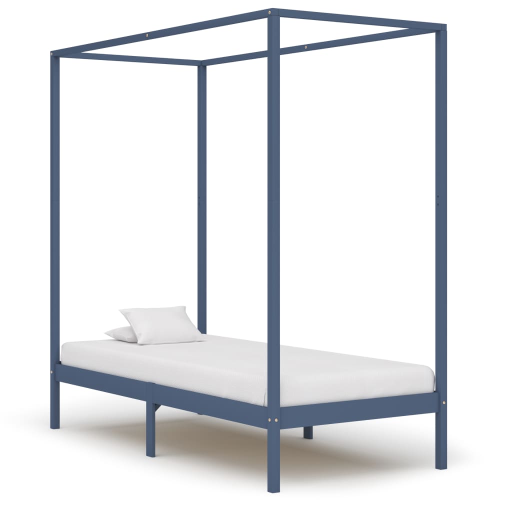 Bed Frame | Grey | Solid pine wood and plywood slats | Single | Durable