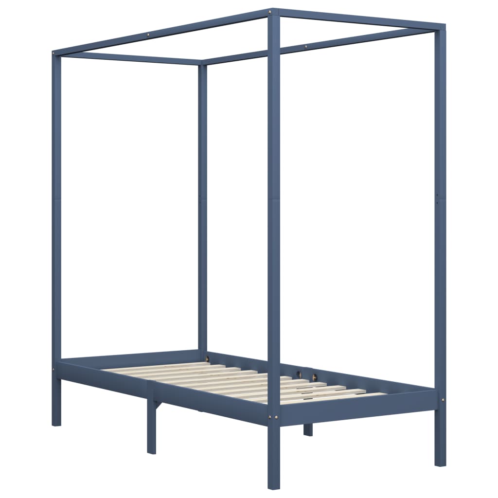 Bed Frame | Grey | Solid pine wood and plywood slats | Single | Durable
