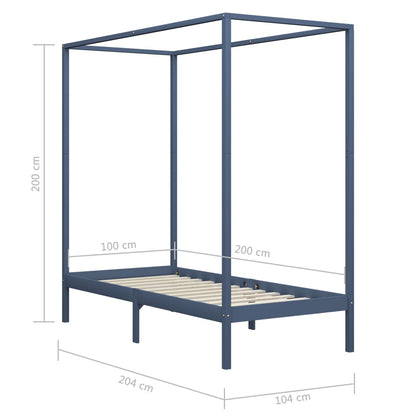 Bed Frame | Grey | Solid pine wood and plywood slats | Single | Durable