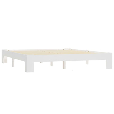 Bed Frame without Mattress White Solid Pine Wood 180x200 cm Super King