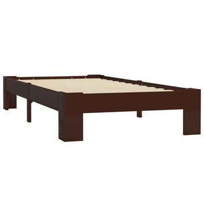 Bed Frame | Dark Brown | Solid Pine Wood, Plywood Slats | Single