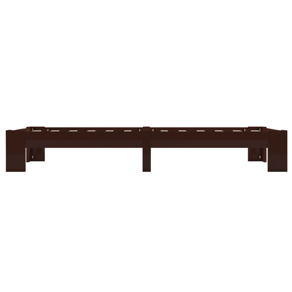 Bed Frame | Dark Brown | Solid Pine Wood, Plywood Slats | Single