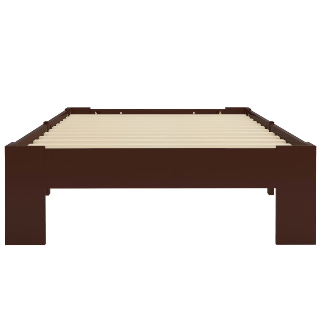 Bed Frame | Dark Brown | Solid Pine Wood, Plywood Slats | Single
