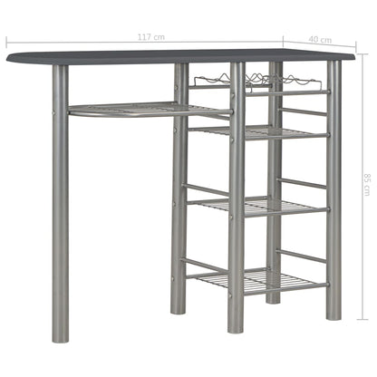 3 Piece Bar Set with Shelves Wood and Steel Black