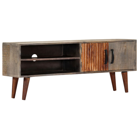TV Cabinet | Grey with brown elements | Solid rough mango wood
