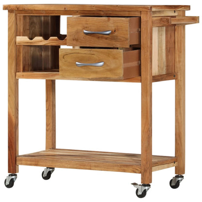 Kitchen Trolley 31.5"x17.7"x35.8" Solid Wood Acacia
