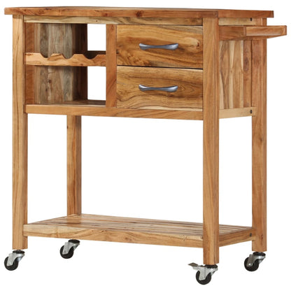 Kitchen Trolley 31.5"x17.7"x35.8" Solid Wood Acacia