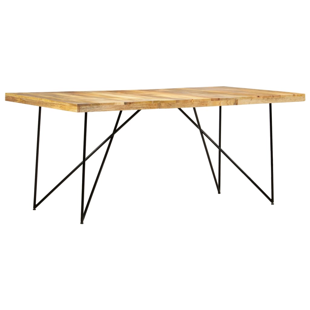 Dining Table Natural brown and black Solid mango wood, steel