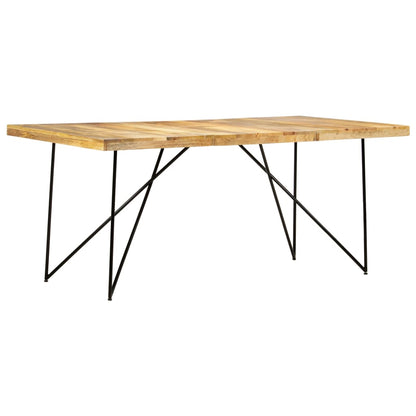 Dining Table Natural brown and black Solid mango wood, steel