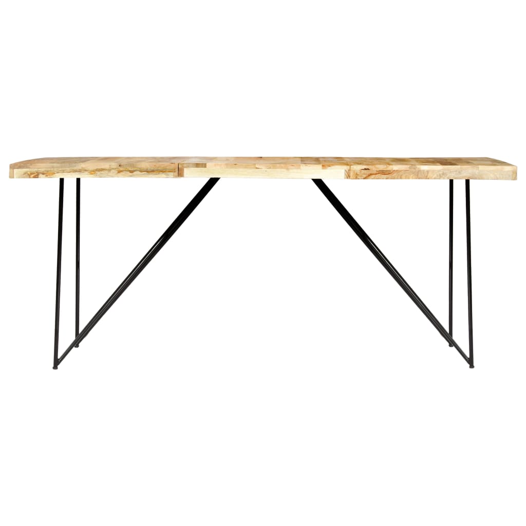 Dining Table Natural brown and black Solid mango wood, steel