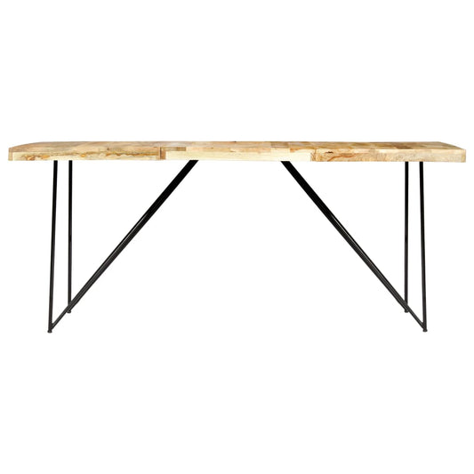 Dining Table Natural brown and black Solid mango wood, steel
