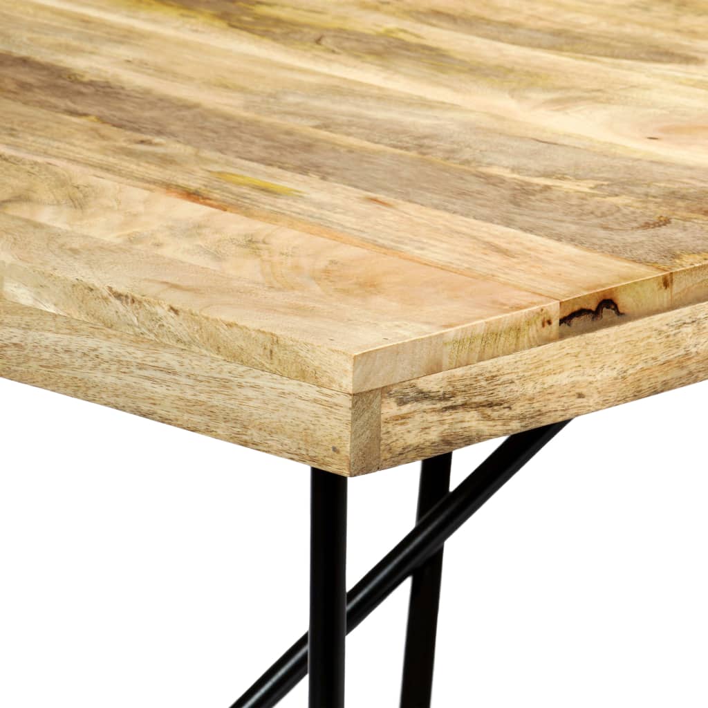 Dining Table Natural brown and black Solid mango wood, steel