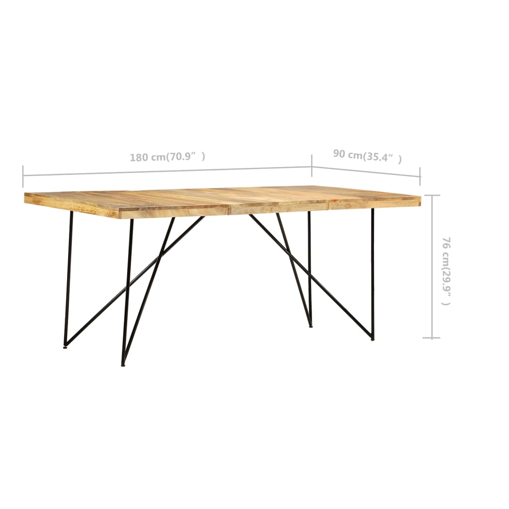 Dining Table Natural brown and black Solid mango wood, steel