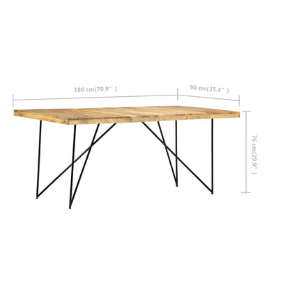 Dining Table Natural brown and black Solid mango wood, steel