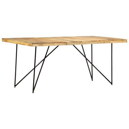 Dining Table Natural brown and black Solid mango wood, steel