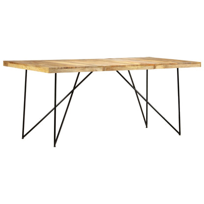 Dining Table Natural brown and black Solid mango wood, steel