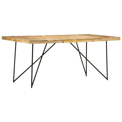 Dining Table Natural brown and black Solid mango wood, steel