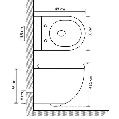 Wall Hung Rimless Toilet Ceramic Black