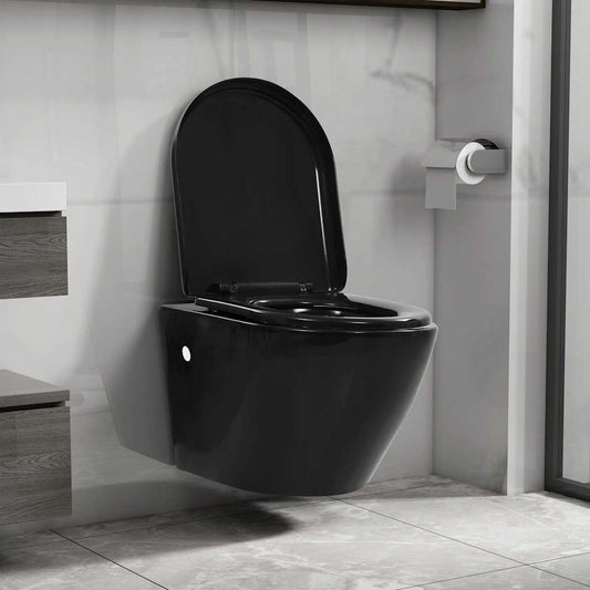 Wall Hung Rimless Toilet Ceramic Black