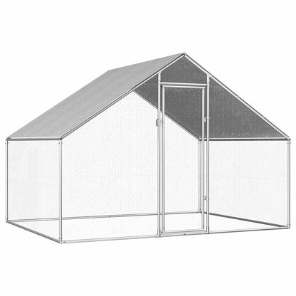 Chicken Cage Silver frame + gray roof Galvanized steel, PE roof
