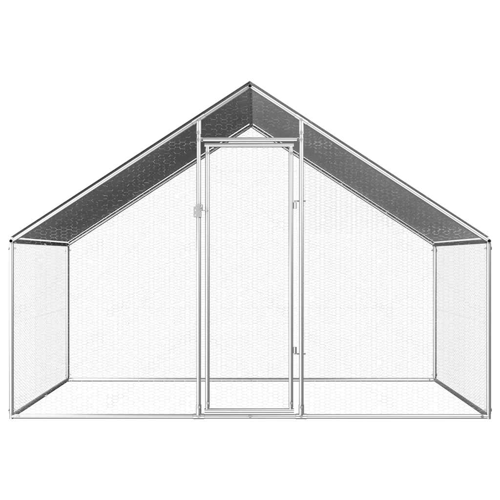 Chicken Cage Silver frame + gray roof Galvanized steel, PE roof