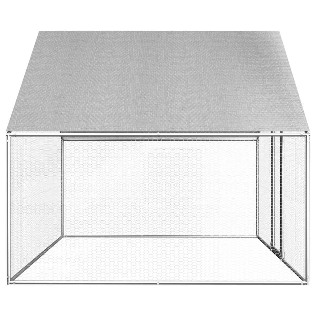 Chicken Cage Silver frame + gray roof Galvanized steel, PE roof