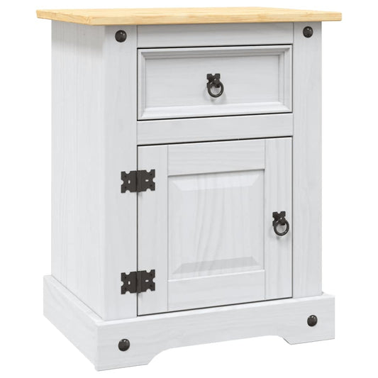 Bedside Cabinet | White body and brown top | Solid pine wood