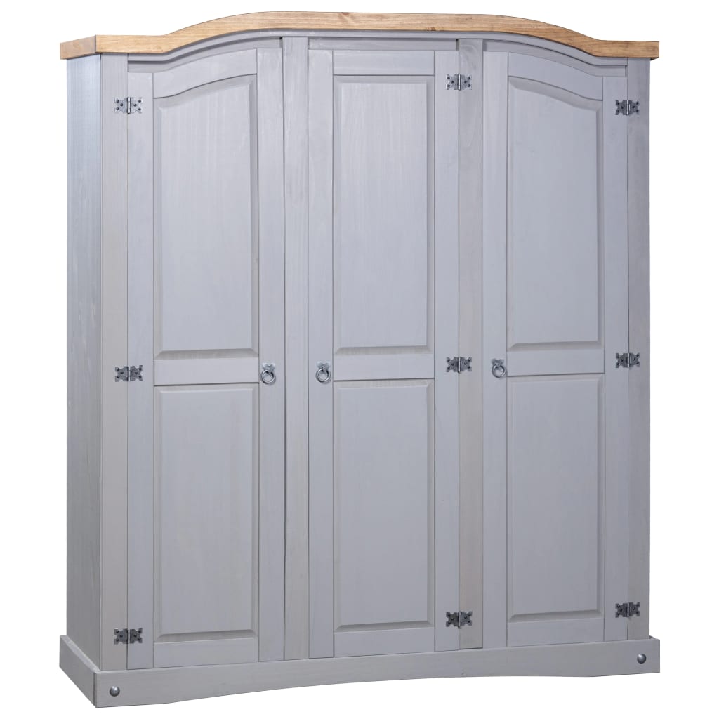 Wardrobe Mexican Pine Corona Range 3 Doors Grey