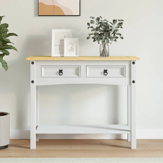 Console Table | White body and brown top | Solid Pine Wood