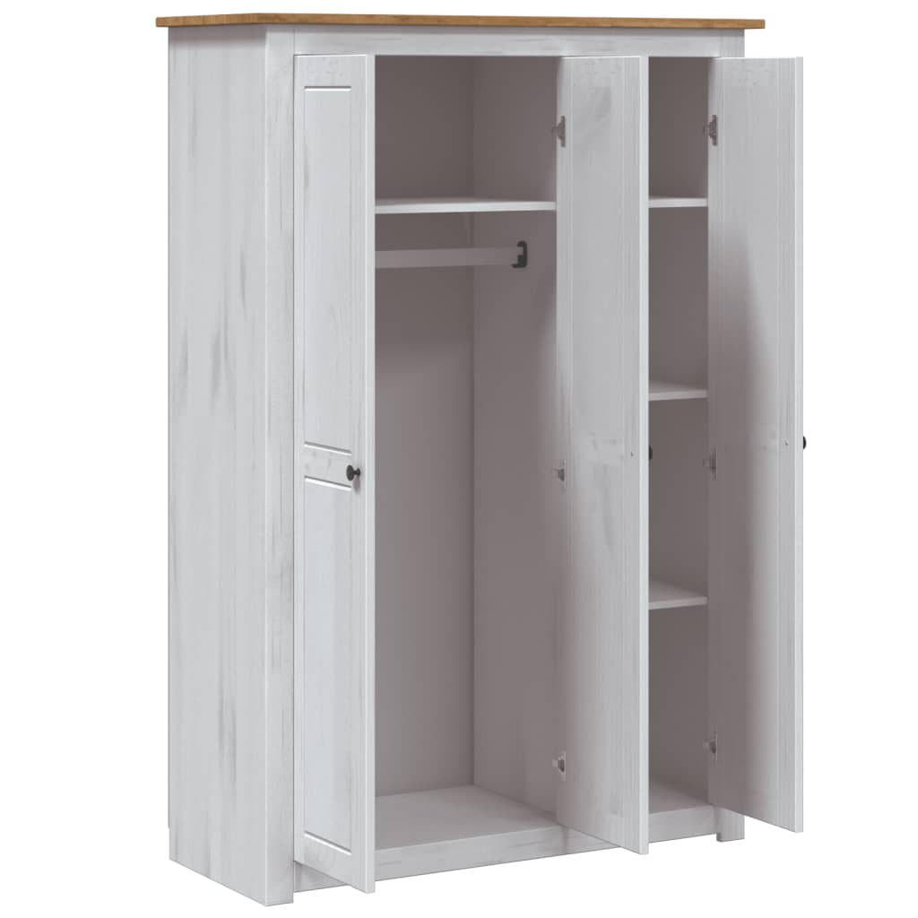 3-Door Wardrobe White 118x50x171.5 cm Pine Panama Range