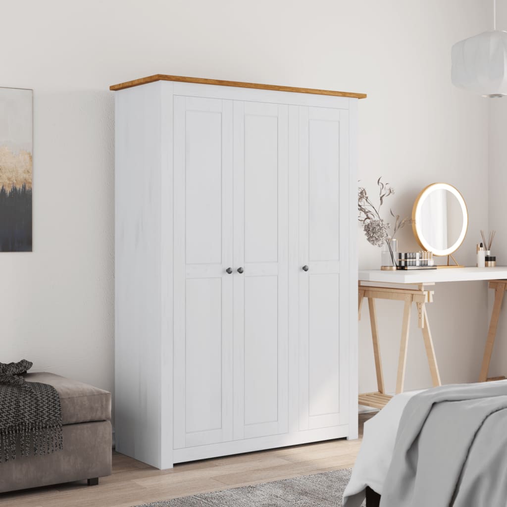 3-Door Wardrobe White 118x50x171.5 cm Pine Panama Range